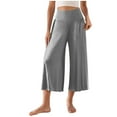 thumbnail image 1 of REALiKUN Womens Capris Wide Leg Yoga Pants High Waisted Summer Pants Cropped Lounge Pants Flowy Pants Boho Pants, 1 of 7