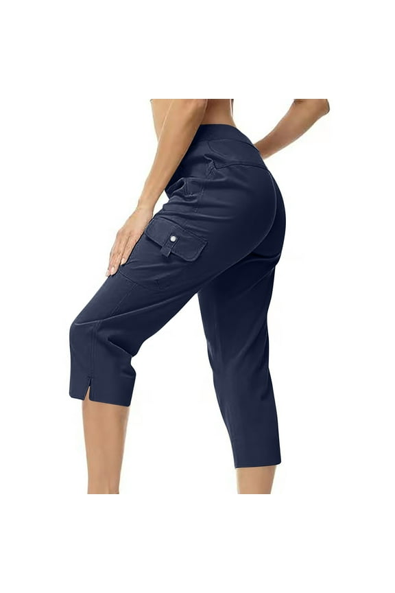 Womens Cargo Capris Hiking Pants Lightweight Quick Dry Outdoor Athletic Travel Trousers Casual Joggers Multi Pockets