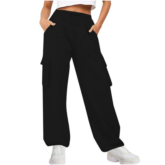 REALiKUN Womens Cargo Sweatpants Baggy Fleece High Waisted Joggers Sweat Pants Athletic Pants