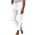thumbnail image 1 of REALiKUN Womens Cotton Linen Pants Casual Elastic Waisted Drawstring Harem Pants Summer Outdoor Buttons Hem Pants with Pockets, 1 of 8