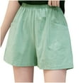 thumbnail image 1 of REALiKUN Womens Cotton Linen Shorts, Summer Comfy Soft Pants, High Waist Trendy Casual Shorts for Women Green M, 1 of 7