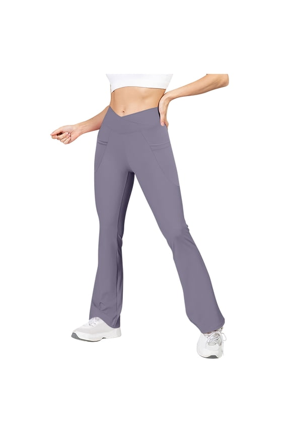 Womens Crossover Flare Leggings Bootcut High Waisted Butt Lifting Yoga Pants Gym Workout Work Pants