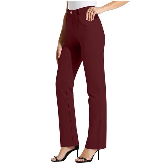 REALiKUN Womens Dress Pants Casual Business Trousers Elastic Button Waist Office Slacks Work Outfits