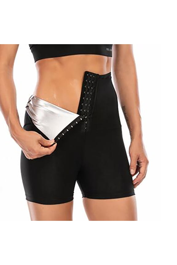 Womens Fitness Shorts High Waisted Sauna Sweat Short Pants Slim Fit Lifting Hip Shapewear Workout Yoga Leggings