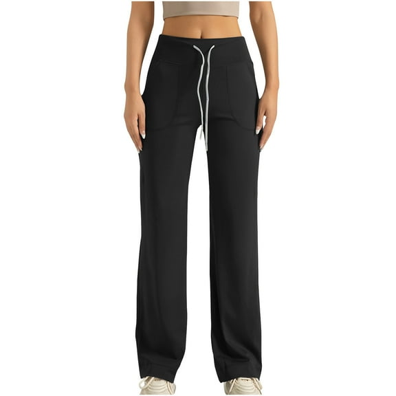 REALiKUN Womens Flare Leggings Stretch Drawstring Leggings High Waist Bootcut Yoga Pants