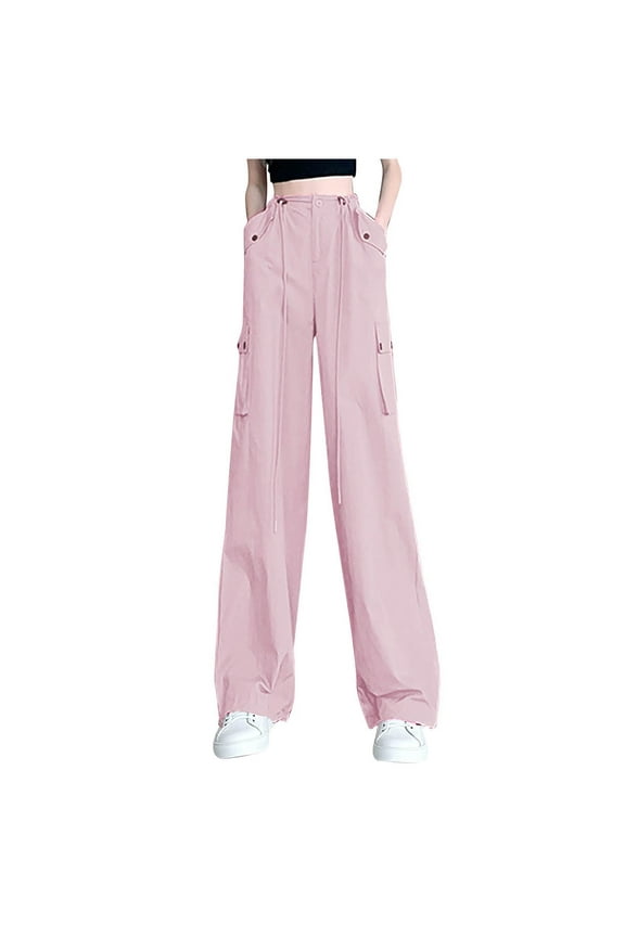 Womens High Waist Parachute Pants Waterproof Cargo Trousers with Pockets