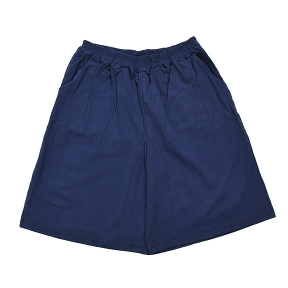 REALiKUN Womens Lightweight Shorts Casual Baggy Trendy Short Pants Elastic Waist Drawstring Comfy Shorts Navy L