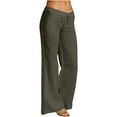 thumbnail image 1 of REALiKUN Womens Linen Pants High Waist Comfy Casual Lace Side Pants Lightweight Loose Trousers with Pockets, 1 of 6