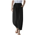 thumbnail image 1 of REALiKUN Womens Linen Pants High Waisted Summer Capri Pants Elastic Waist Tapered Pants Casual Trousers, 1 of 7