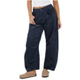 thumbnail image 1 of REALiKUN Womens Mid Rise Cord Barrel Jeans Casual Baggy Wide Leg Corduroy Cropped Ankle Pants with Pockets, 1 of 8