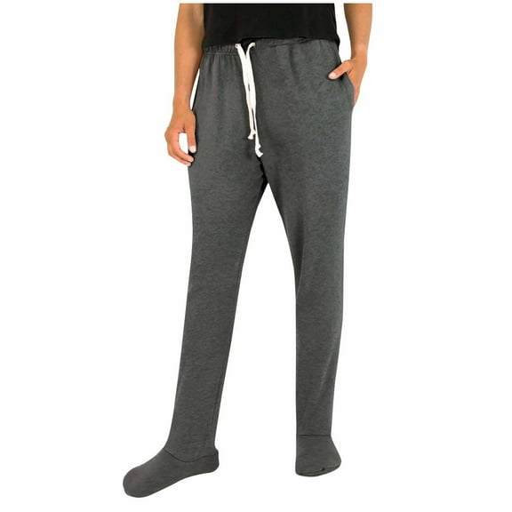 REALiKUN Womens Pajamas with Fleece Lined Footed Pajamas Pants Solid Comfy Warm Footing Drawstring Sweatpants with Pockets