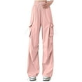 thumbnail image 1 of REALiKUN Womens Parachute Cargo Pants Trendy Baggy Fit Adjustable Drawstring High Waisted Pants with Pockets, 1 of 4