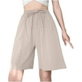 thumbnail image 1 of REALiKUN Womens Shorts Summer Casual Drawstring Elastic Waist Cotton/Denim Comfy Short with Pockets Khaki XXL, 1 of 6