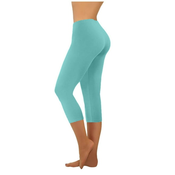 REALiKUN Womens Slim Fit Yoga Pants Elastic High Waisted Capri Leggings Seamless Casual Solid Workout Trousers