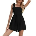 thumbnail image 1 of REALiKUN Womens Smocked Rompers Tie Straps Sleeveless Summer Shorts Jumpsuits Flowy Wide Leg Casual Beach Overalls, 1 of 6
