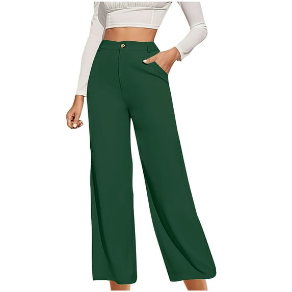 REALiKUN Womens Straight Wide Leg Pants Dressy Casual Business Trousers High Waisted Soild Slacks Soft Work Office Suit Pants
