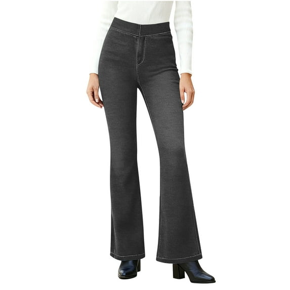 REALiKUN Womens Stretchy Flare Jeans High Waisted Denim Pants Elastic Waist Pull On Yoga Athletic Pants Fashion Trousers