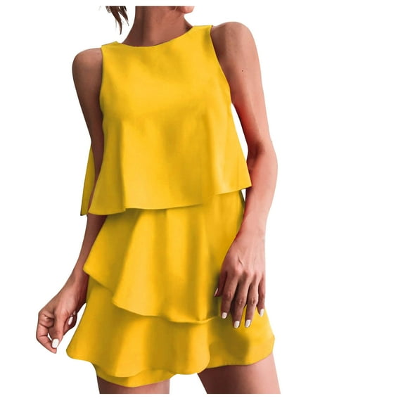 REALiKUN Womens Summer Jumpsuits Casual Ruffle Chiffon Sleeveless Rompers Dressy Party Clubwear Outfits Flowy