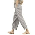 thumbnail image 1 of REALiKUN Womens Summer Linen Pants Women Drawstring Elastic Waist Harem Pant Basic Lightweight Linen Pants Straight Leg, 1 of 6