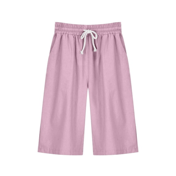 REALiKUN Womens Summer Shorts Casual Comfy Drawstring Elastic Waist Shorts with Pockets Beach Lightweight Shorts Pink M