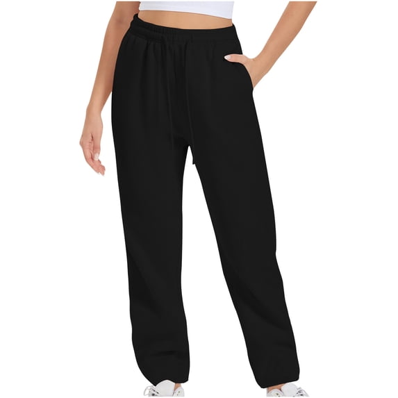 REALiKUN Womens Sweatpants Baggy Elastic Drawstring High Waist Jogger Slacks Fall Outdoor Lounge Athletic Trouser with Pocket