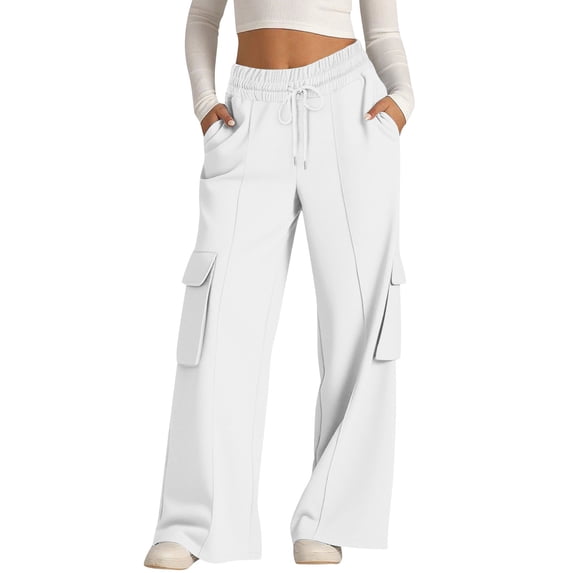 REALiKUN Womens Sweatpants Wide Leg Cargo Barrel Baggy Pants Joggers Fall Clothes Work Travel Outfits