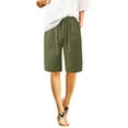 thumbnail image 1 of REALiKUN Womens Wide Leg Bermuda Shorts Comfy Cotton Linen Shorts Summer Fashion Casual Short Pants Loose Knee Length Shorts Army Green L, 1 of 6