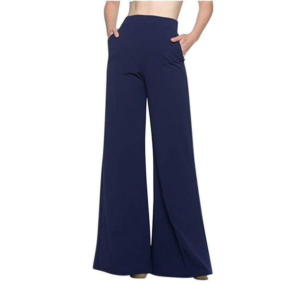 REALiKUN Womens Wide Leg Pants Lounge High Waisted Yoga Pants Comfy Pajamas Dance Sweatpants with Pockets Navy XXL