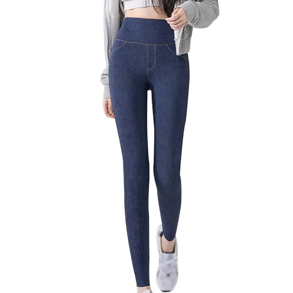 REALiKUN Womens Winter Warm Thick Jean Leggings Fleece Lined Stretchy Soft Thermal Pants High Waist Tights