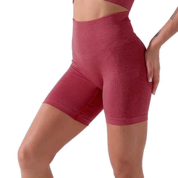 REALiKUN Womens Workout Shorts Seamless Scrunch Butt Gym Shorts High Waisted Yoga Shorts Red M