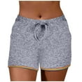 thumbnail image 1 of REALiKUN Yoga Shorts for Women Cotton Summer Casual Low Rise Drawstring Athletic Shorts Slim Soft Lounge Shorts with Pockets, 1 of 7