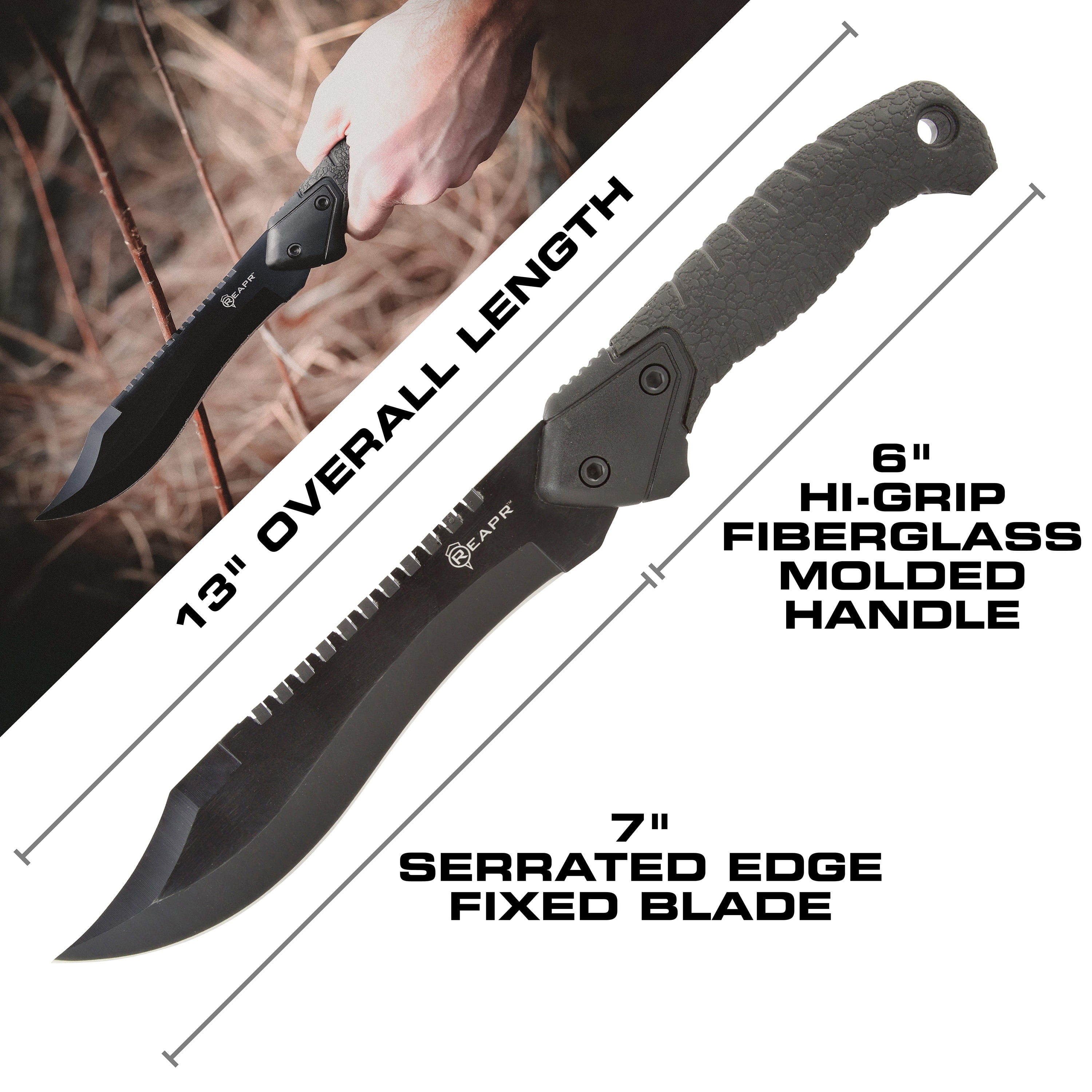 Clip Point Knife Serrated Fixed Blade Hunting Military Survival Tactical  Combat