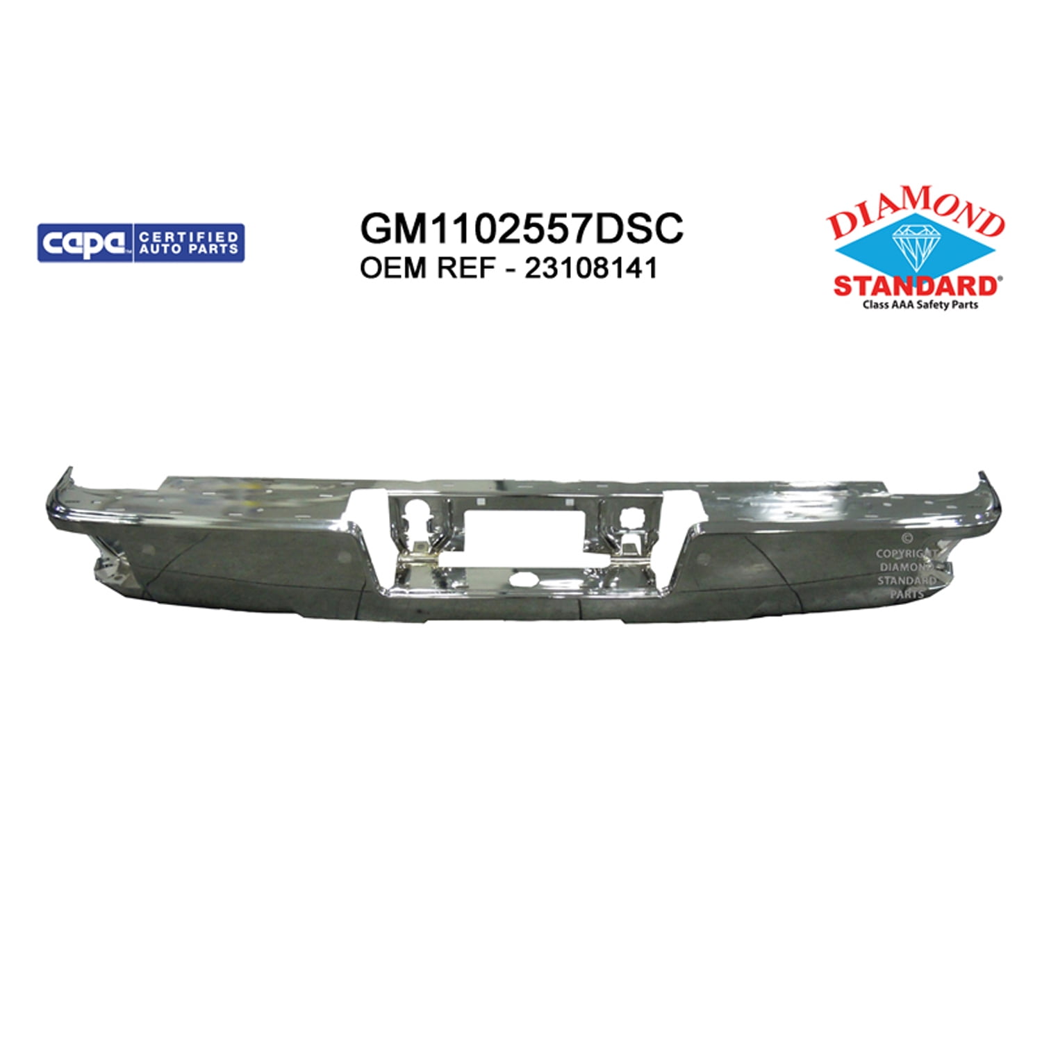 23285673 REAR STEP BUMPER BAR; CHROME; FOR USE WITH CORNER STEP; WITH PARK ...