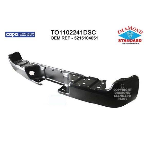REAR STEP BUMPER FACE BAR; BLACK; MADE OF STEEL