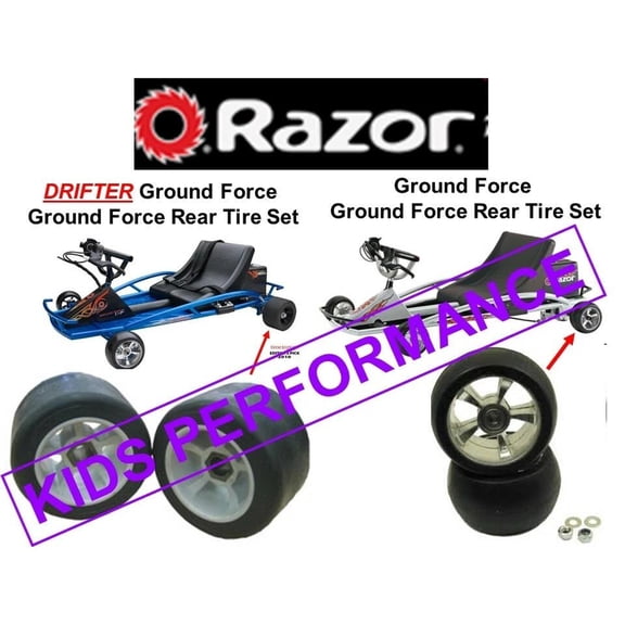 REAR WHEELS Razor Ground Force Scooter Go Cart Set of 2 *HARD RUBBER Tires