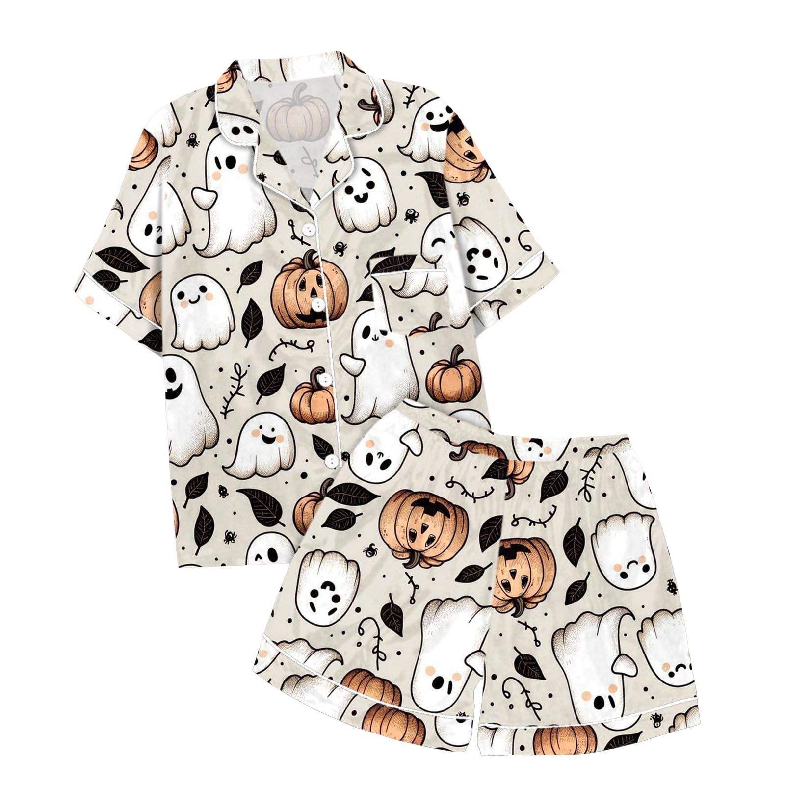 REASONCOOL Children s Leisure Printed Button Collar Short Sleeved Top Shorts Pajama Set Christmas Pajamas for Girls Size 8 Falls Creek Pajamas Walmart