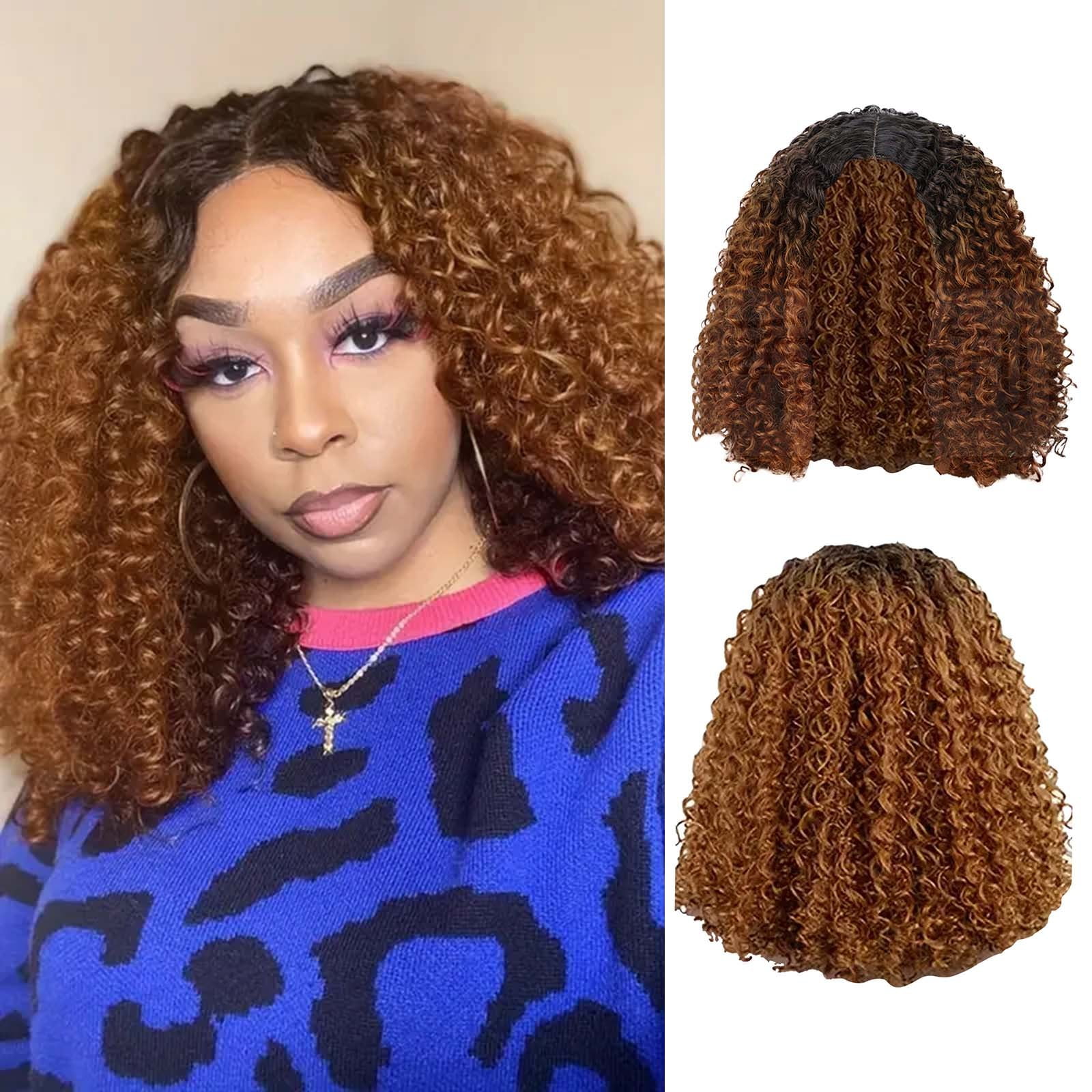 REASONCOOL Lace Front Wig African Small Volume Puffy Middle Part Wig For Women Fiber High Temperature Silk Front Lace Wig 14inch Half Wigs for Women Walmart