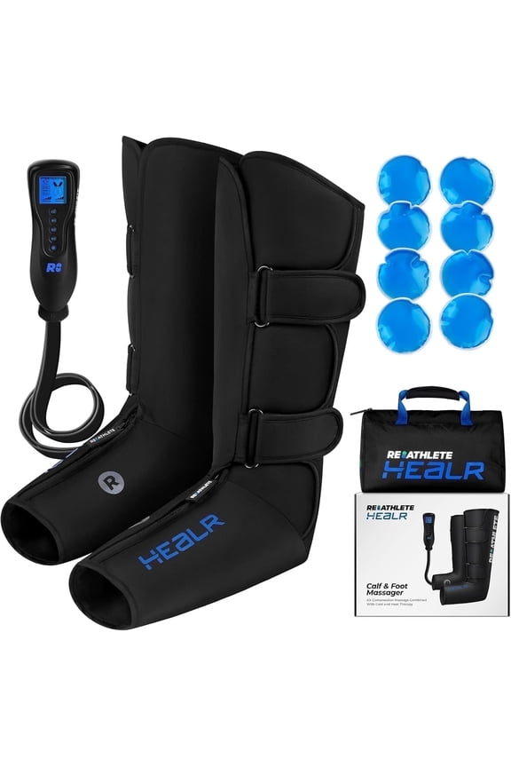 HEALR Leg Compression, Calf & Foot Massager for Pain Relief & Circulation, Black