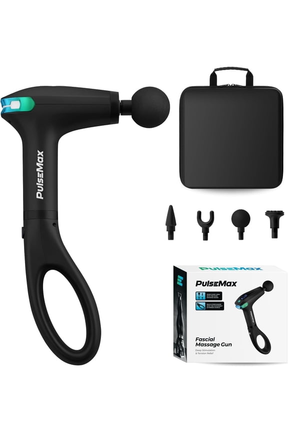 PULSEMAX Percussive Therapy Device - Massage Gun for Muscle Treatment - Handheld, Wireless Deep Tissue Massage - Ideal for Back, Shoulder, Arms, Glutes, Calf -Full Body Pain Relief