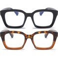 thumbnail image 1 of REAVEE 2 Pack Stylish Oprah Oversized Blue Light Blocking Computer Glasses Women Ladies Non-Prescription Fake Eyeglasses Frames (Black/Leopard,0.0), 1 of 5