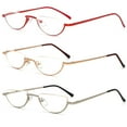 thumbnail image 1 of REAVEE 3 Pack Half Frame Reading Glasses Half Metal Moon Readers for Women Men 3.25, 1 of 4