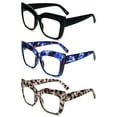 thumbnail image 1 of REAVEE 3 Pack Oversized Reading Glasses for Women Thick Large Frame Blue Light Blocking Stylish Computer Readers Spring Hinge, 1 of 4