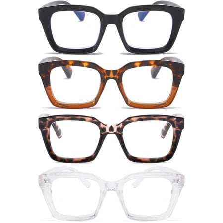 REAVEE 4 Pack Ladies Retro Oversized Reading Glasses Women Computer Reader Eyeglass 1.5