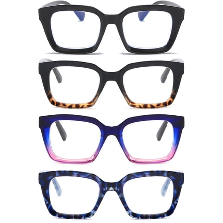 REAVEE 4 Pack Women Retro Oversized Reading Glasses Women Computer Reader Eyeglass 1.0