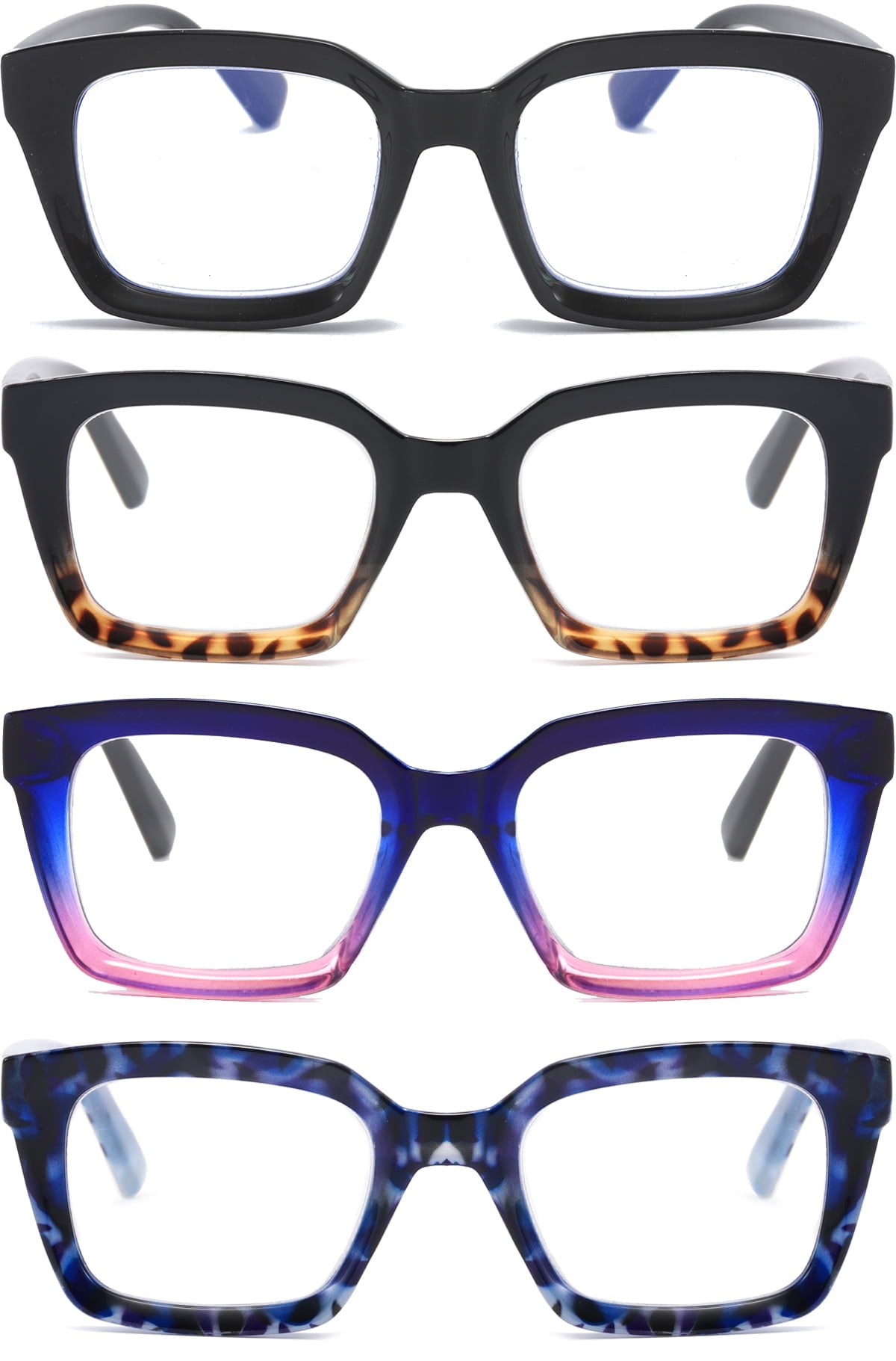 REAVEE 4 Pack Women Retro Oversized Reading Glasses Women Computer Reader Eyeglass 1.5
