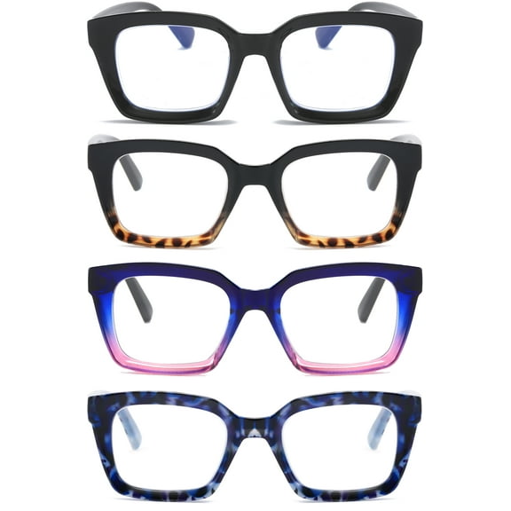 REAVEE 4 Pack Women Retro Oversized Reading Glasses Women Computer Reader Eyeglass 3.5