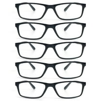 REAVEE 5 Pack Reading Glasses Classical Rectangle Black Frame with Spring Hinges 3.5
