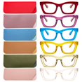 thumbnail image 1 of REAVEE 6 Pairs Oversized Square Reading Glasses with Case Oprah Style for Women, Blue Light Blocking Large Frame Computer Readers Spring Hinge +2.75, 1 of 4