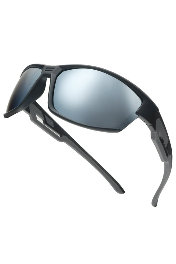 Polarized Sunglasses for Men Women Wrap Around Silver Lens Sunglasses for Mens Womens Cycling Fishing Running UV400 Protection