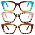 thumbnail image 1 of REAVEE Reading Glasses Women Blue Light Blocking, Oprah Style Computer Readers 3 Pack Retro Classical, Blue Pink Brown +2.0, 1 of 4